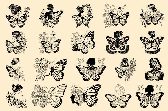 Butterfly SVG, Floral Woman Svg Bundle