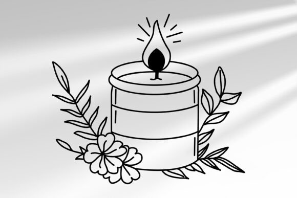 Candle with Flowers SVG, Floral Candle