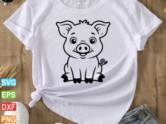 Cute Floral Pig Svg, Pig Silhouette