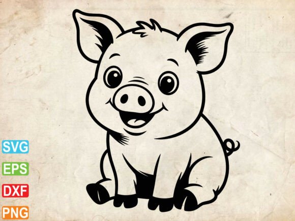 Cute Floral Pig Svg, Pig Silhouette