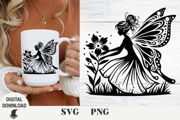 Fairy Svg, Silhouette Svg. Floral Fairy