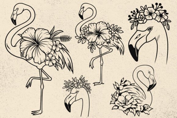 Flamingo Svg, Floral Flamingo Cut File