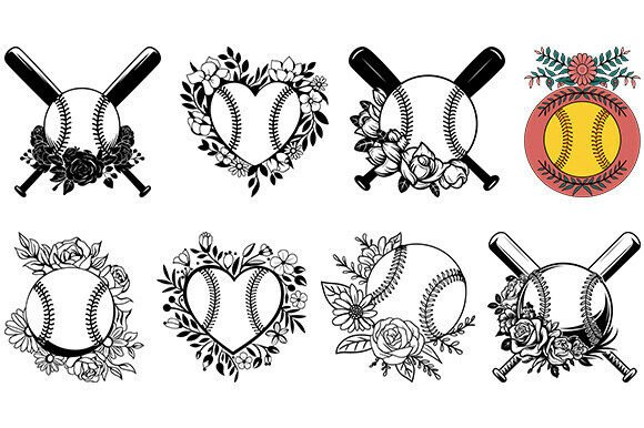 Floral Baseball Svg,Baseball Svg Bundle