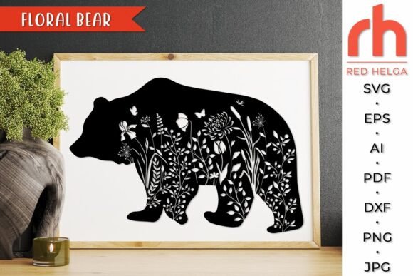 Floral Bear SVG, Forest Animal Cut File