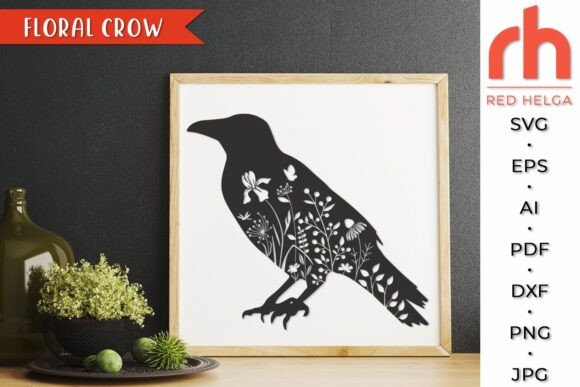 Floral Crow SVG, Forest Animal Cut File