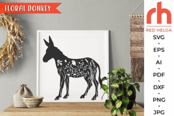 Floral Donkey SVG, Flower Animal DXF