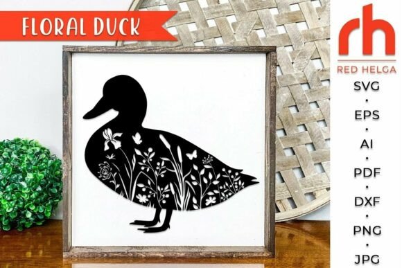 Floral Duck SVG, Flower Animal Cut File