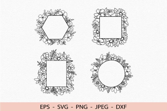 Floral Frame SVG Flowers Round Wreath