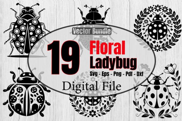 Floral Ladybug Svg Bundle