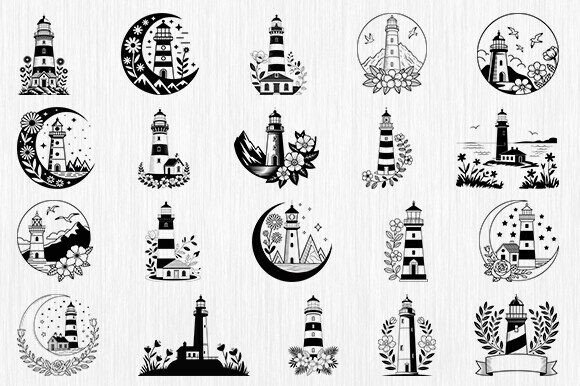 Floral Lighthouse Svg Bundle