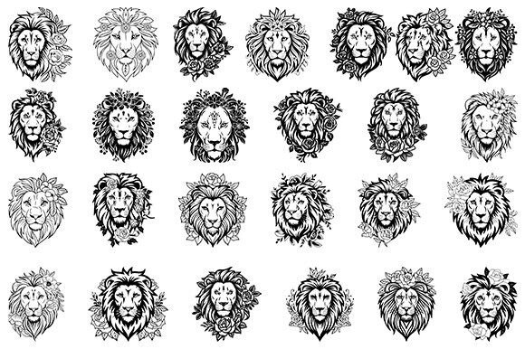 Floral Lion Svg, Lion With Flowers Bundle