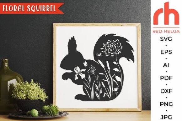 Floral Squirrel SVG, Forest Animal DXF