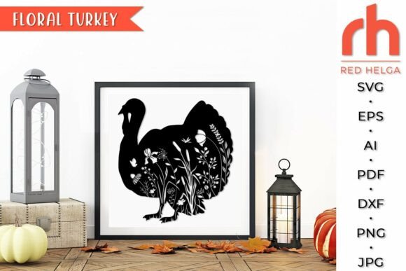 Floral Turkey SVG, Farm Animal Cut File