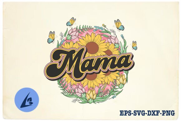 Mama Love Floral Retro SVG