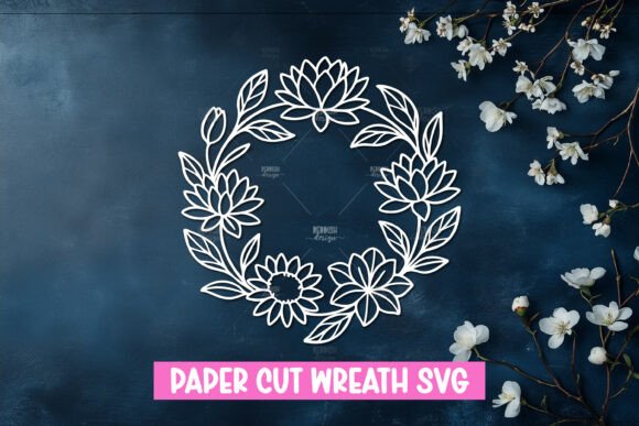 ❤ Paper Cut Floral Wreath SVG for Paper