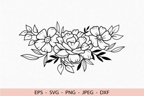 Peonies Flowers Cricut Floral Border Svg
