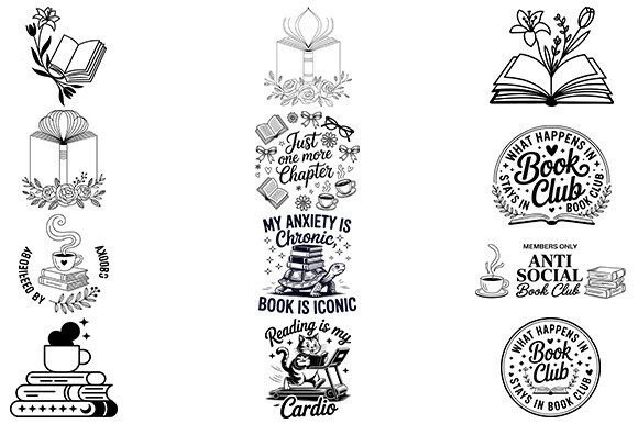 Reading Woman Svg Floral Book Bundle